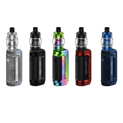 Five Geekvape M100 Aegis Mini 2 vapes of different colors lined up to show the color choices