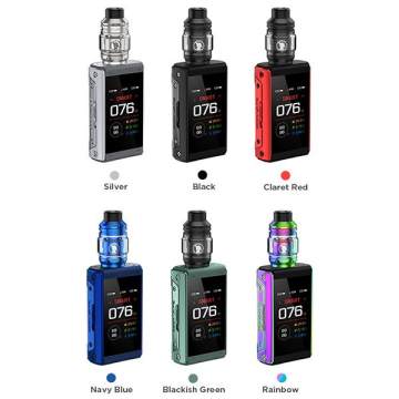 Six GeekVape Aegis Touch vapes of different colors in a grid to express the color range