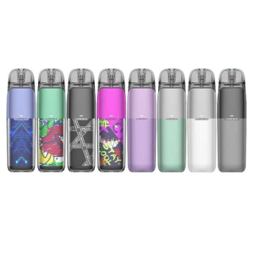 Eight Vaporesso LUXE Q2 SE vapes of different colors lined up to show the color choices