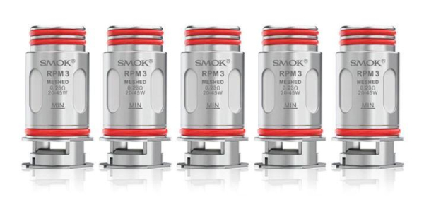 5 SMOK RPM 5 Replacement Coils with red-trim lined up for display in the image